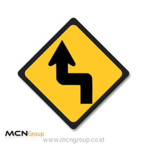 Rambu Lalu Lintas Tikungan Tajam Ganda Dengan Tikungan Pertama Ke Kiri